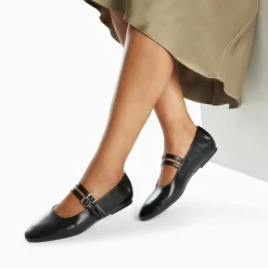 Vanessa Wu Ballerines Luce Noires A Doubles Brides