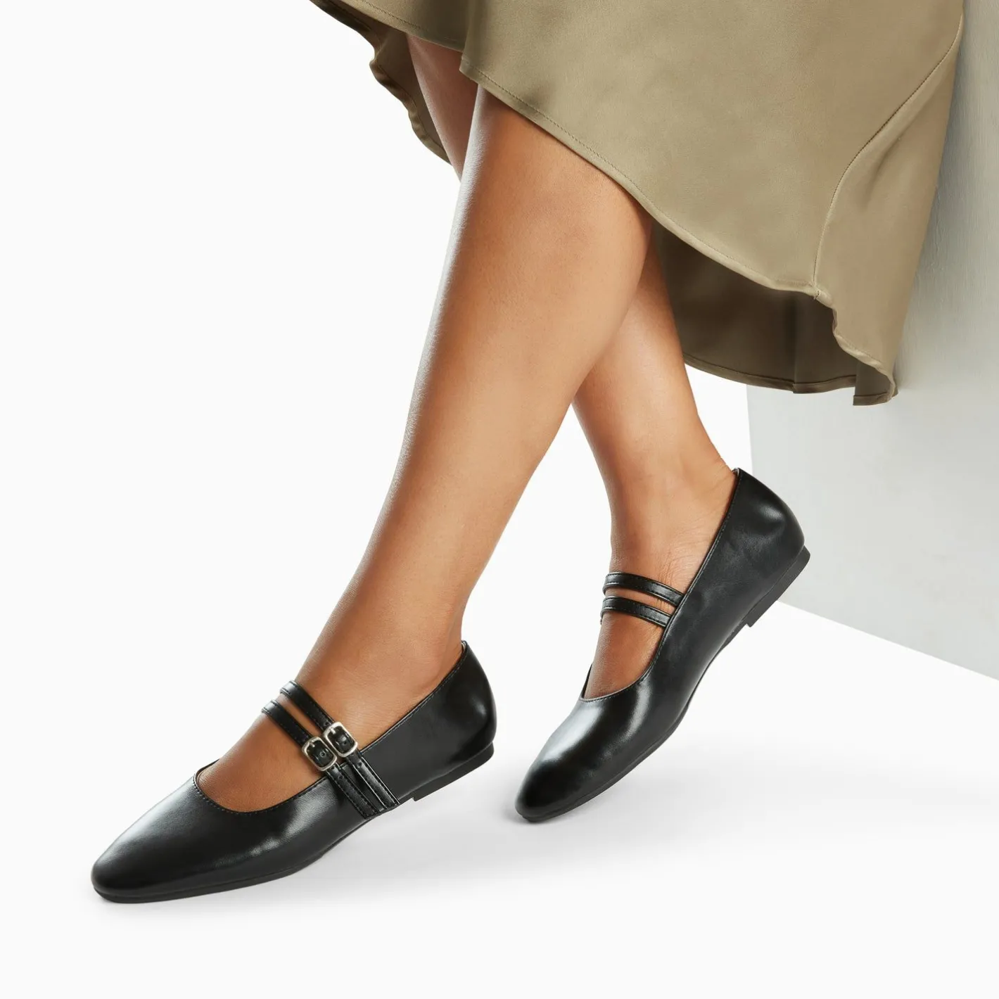 Vanessa Wu Ballerines Luce Noires A Doubles Brides