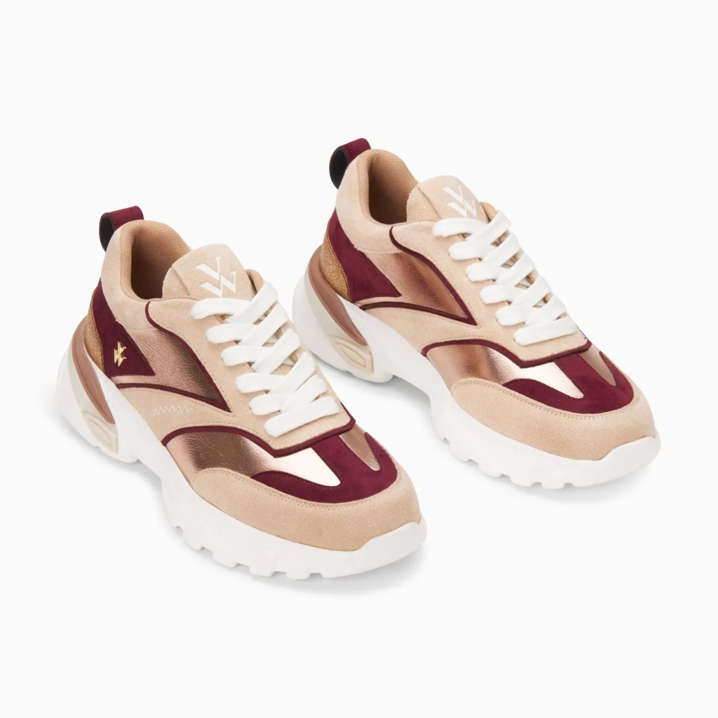 Vanessa Wu Baskets Agnes Beige Et Prune A Semelle Oversize Best