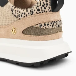 Vanessa Wu Baskets Alice Beige Et Noir A Semelle Oversize New