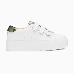 Vanessa Wu Baskets Angela Blanc Et Kaki Serpent A Plateforme