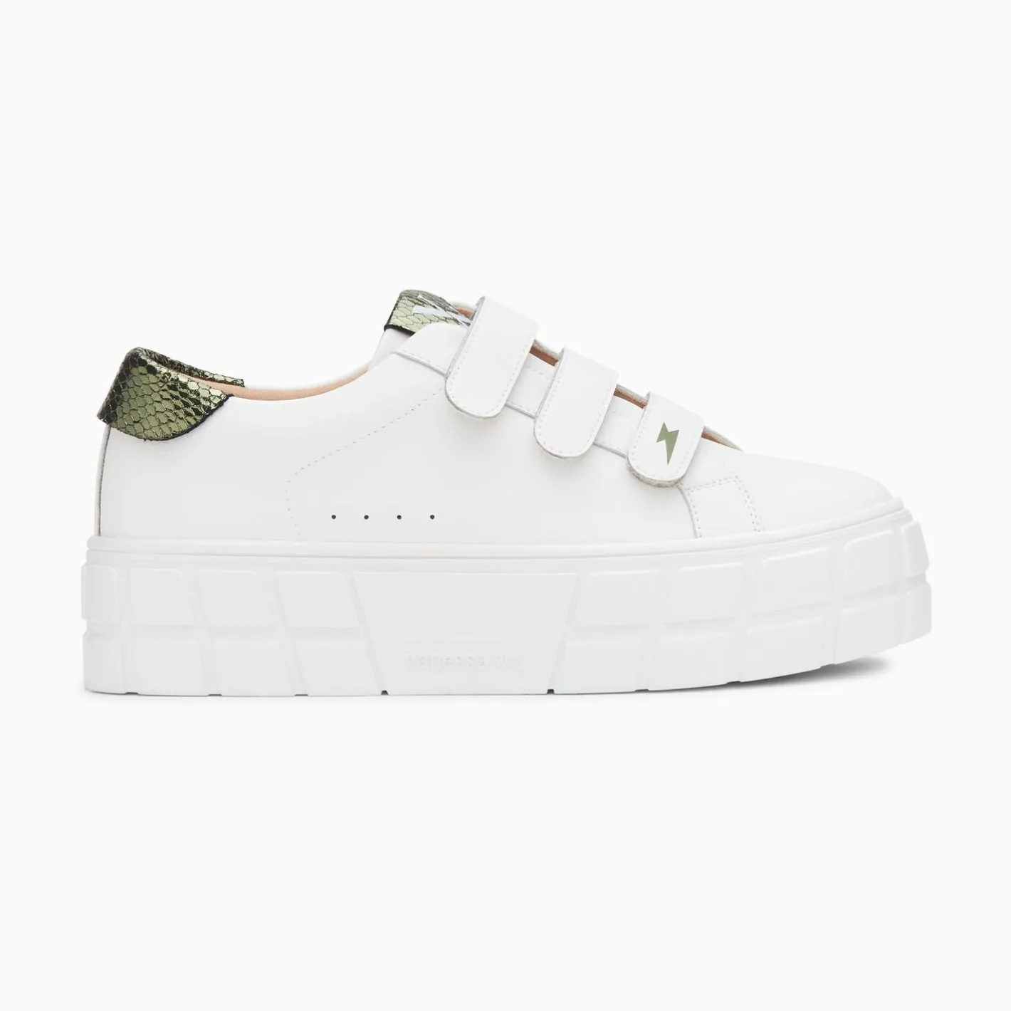 Vanessa Wu Baskets Angela Blanc Et Kaki Serpent A Plateforme