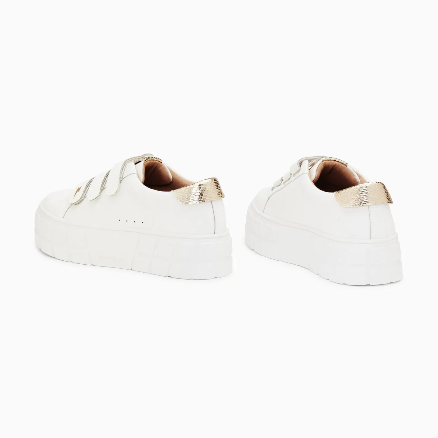 Vanessa Wu Baskets Angela Blanc Et Or Serpent A Plateforme New