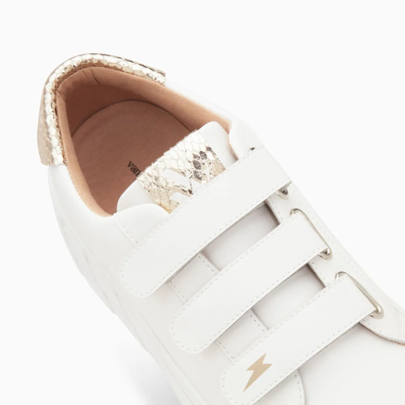 Vanessa Wu Baskets Angela Blanc Et Or Serpent A Plateforme New