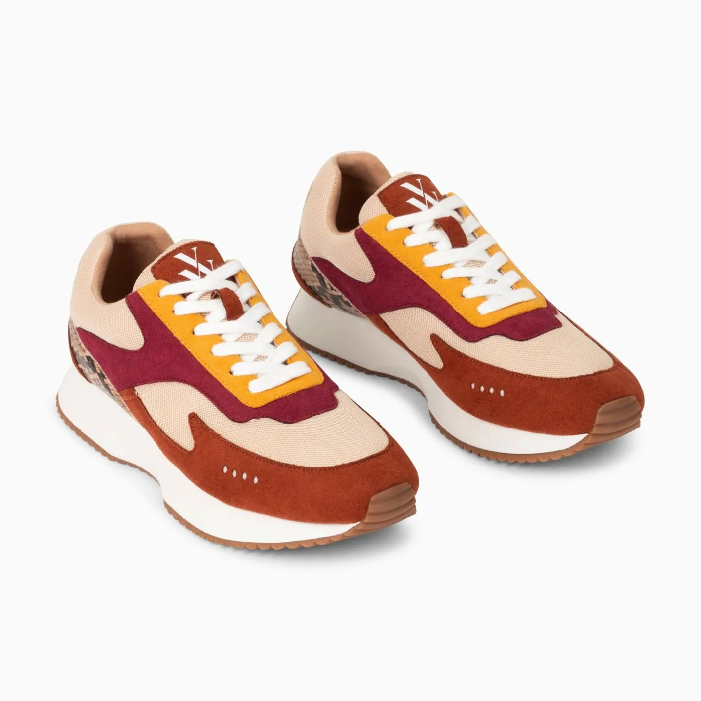 Vanessa Wu Baskets Anouk Marron Et Beige A Semelle Running Discount