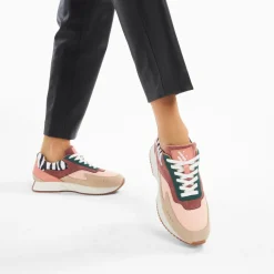 Vanessa Wu Baskets Anouk Rose Et Beige A Semelle Running Outlet