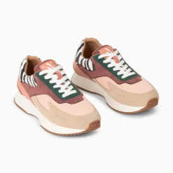 Vanessa Wu Baskets Anouk Rose Et Beige A Semelle Running Outlet