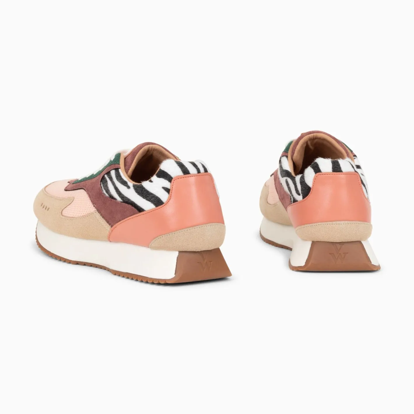Vanessa Wu Baskets Anouk Rose Et Beige A Semelle Running Outlet