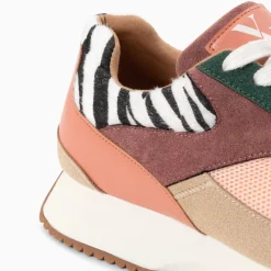 Vanessa Wu Baskets Anouk Rose Et Beige A Semelle Running Outlet