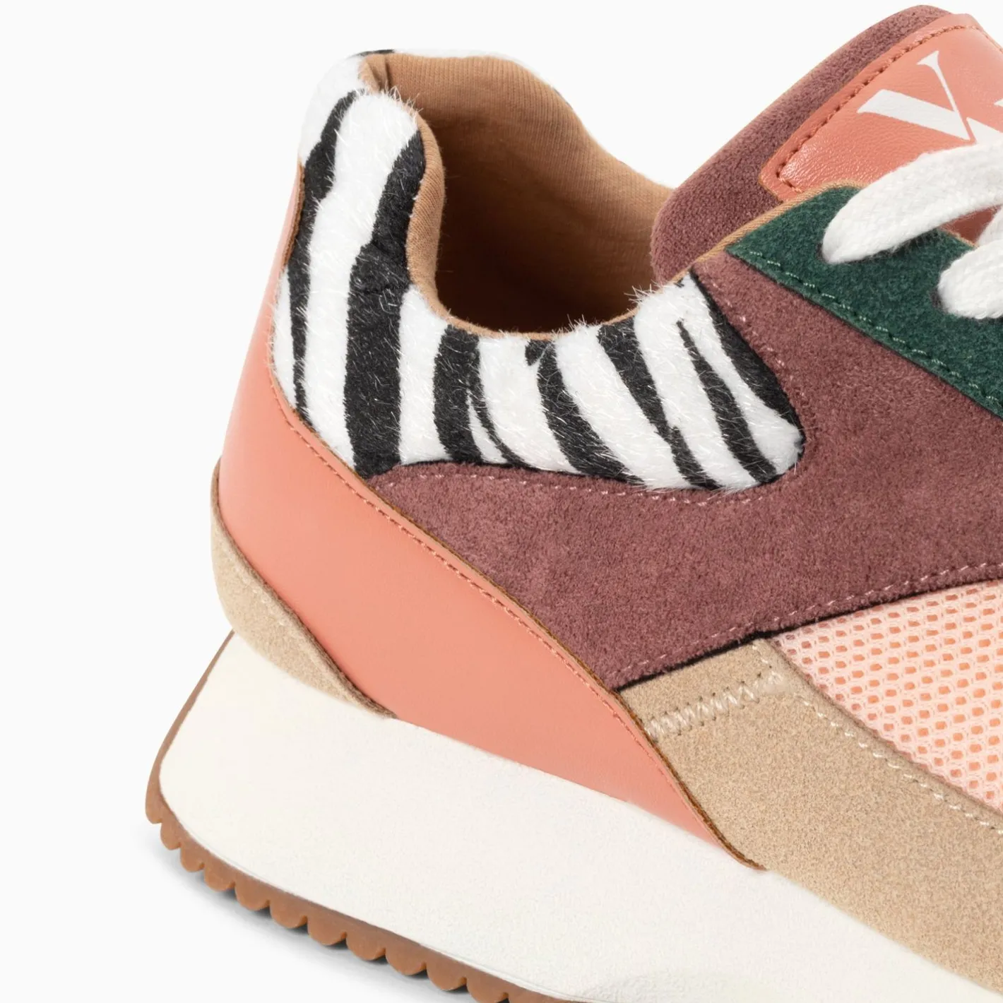 Vanessa Wu Baskets Anouk Rose Et Beige A Semelle Running Outlet