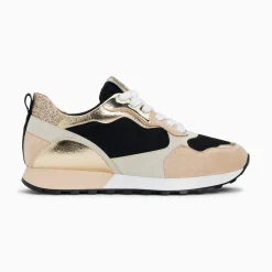 Vanessa Wu Baskets Berenice Noir Et Beige A Semelle Running