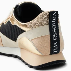 Vanessa Wu Baskets Berenice Noir Et Beige A Semelle Running