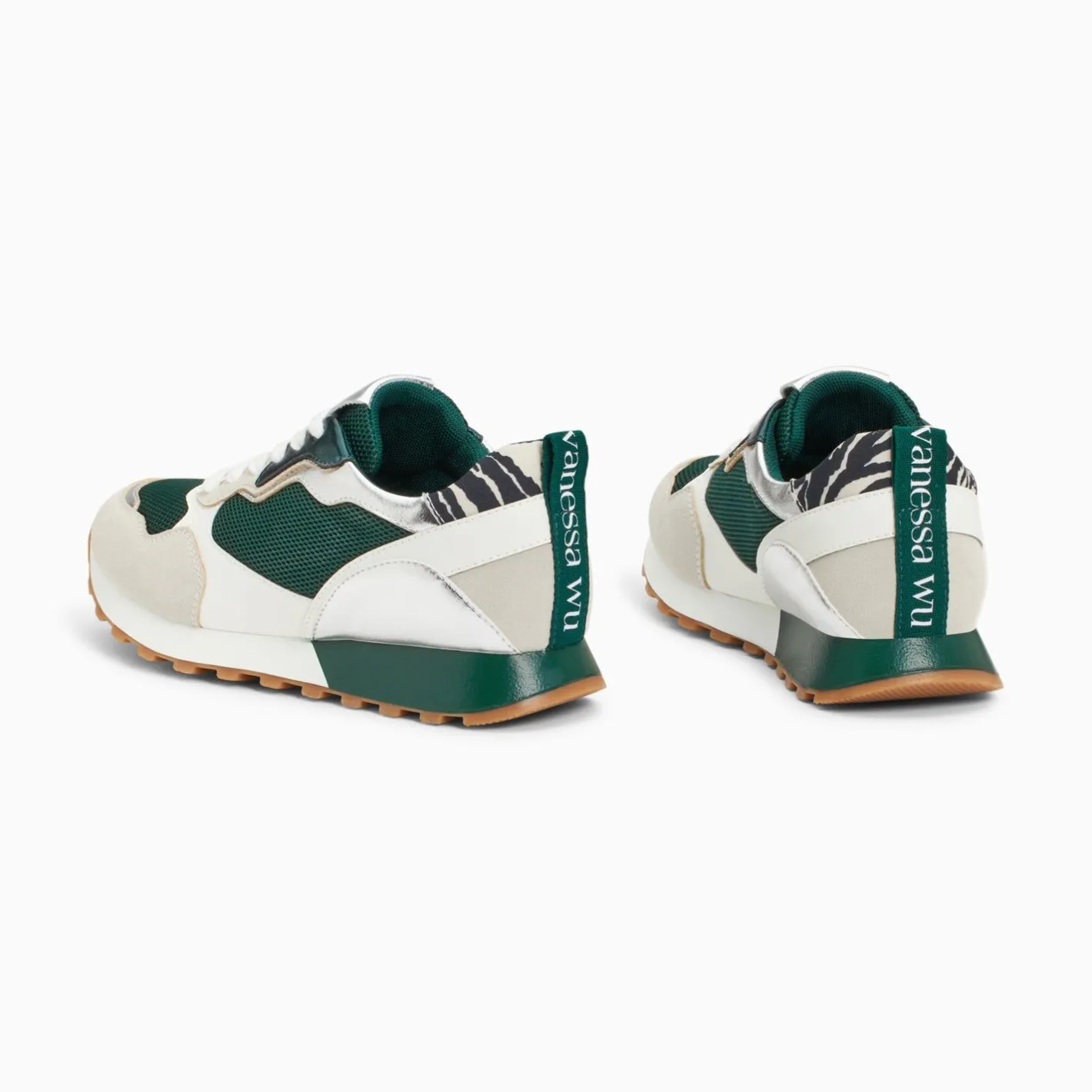 Vanessa Wu Baskets Berenice Vert Et Gris A Semelle Running Online