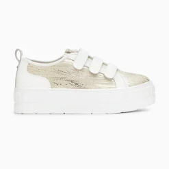 Vanessa Wu Baskets Bridget Beige Et Or Zebre A Plateforme Discount