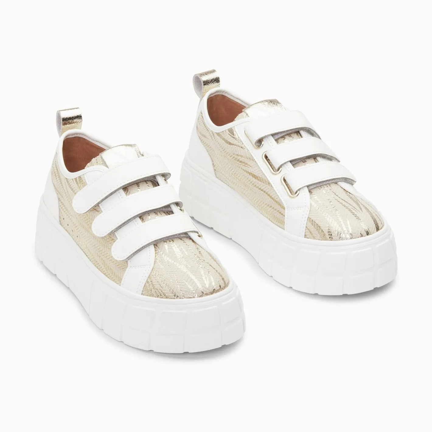 Vanessa Wu Baskets Bridget Beige Et Or Zebre A Plateforme Discount