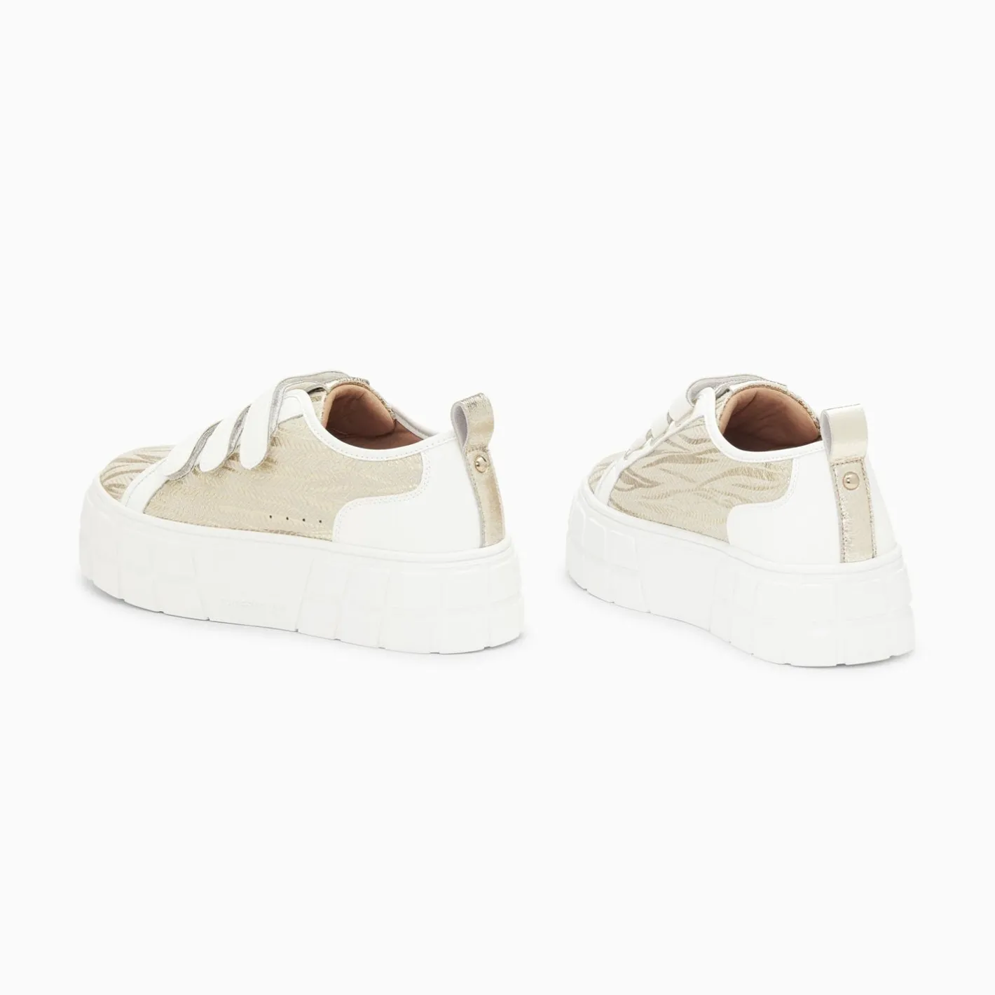 Vanessa Wu Baskets Bridget Beige Et Or Zebre A Plateforme Discount