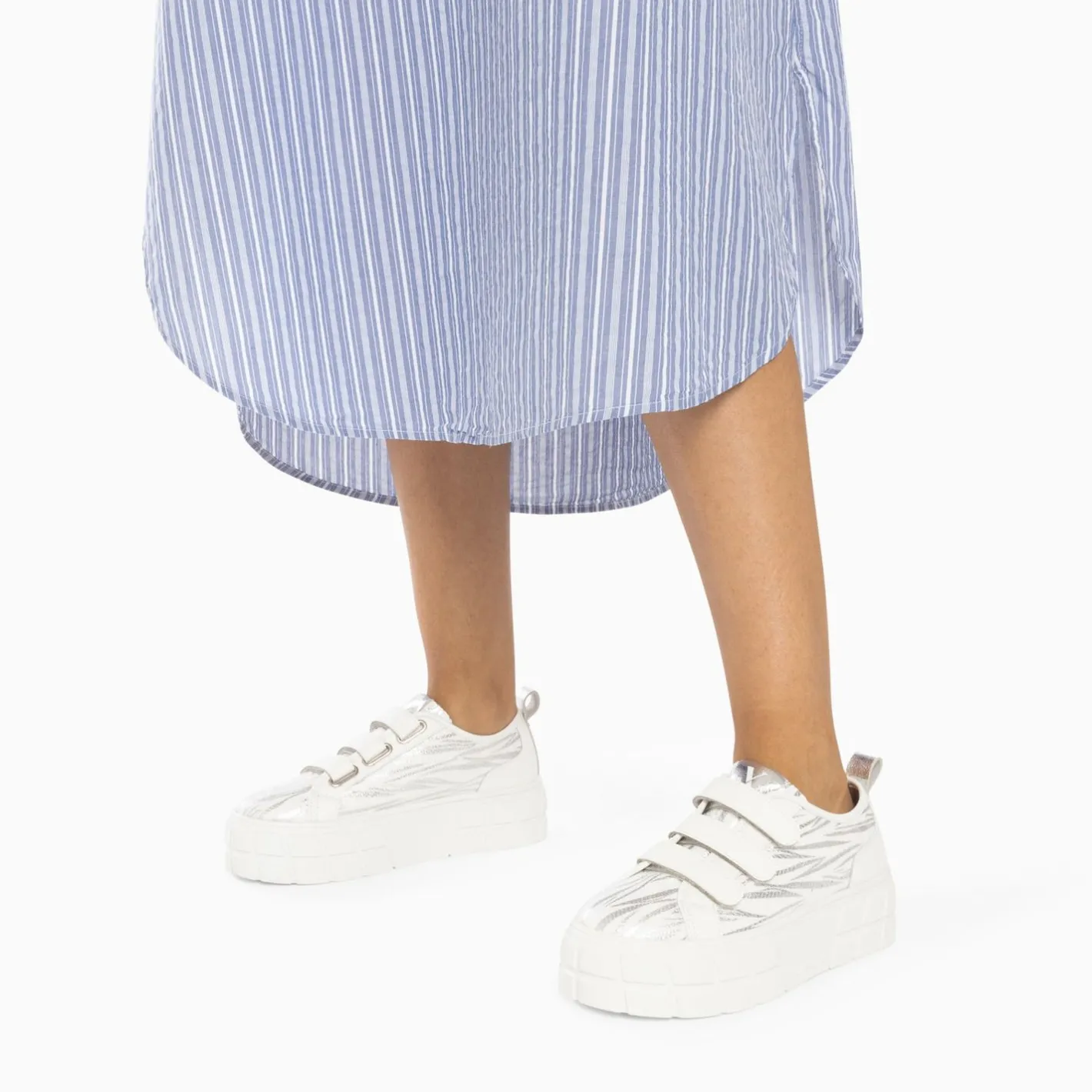 Vanessa Wu Baskets Bridget Blanc Et Argent Zebre A Plateforme Discount