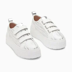 Vanessa Wu Baskets Bridget Blanc Et Argent Zebre A Plateforme Discount