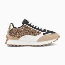 Vanessa Wu Baskets Cassandra Bronze A Paillettes Et Semelle Running Hot