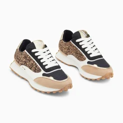 Vanessa Wu Baskets Cassandra Bronze A Paillettes Et Semelle Running Hot