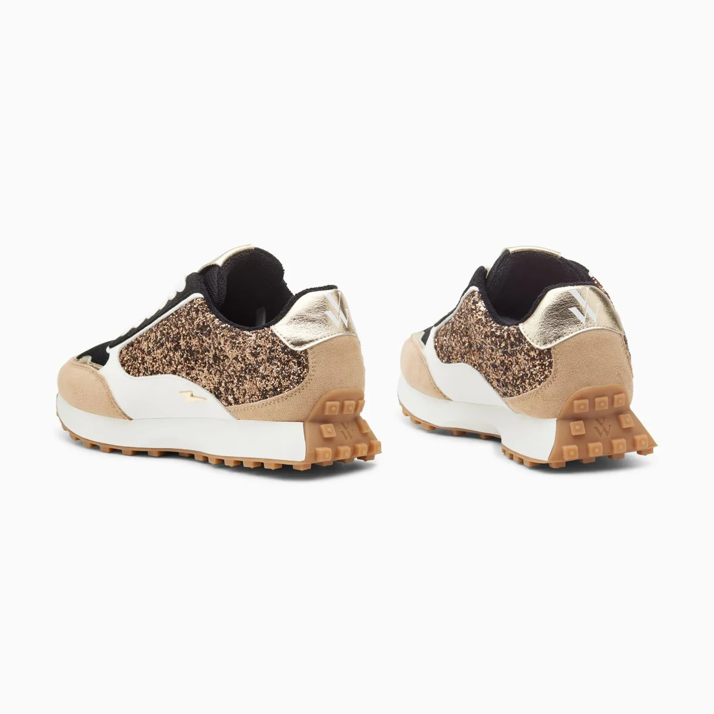 Vanessa Wu Baskets Cassandra Bronze A Paillettes Et Semelle Running Hot