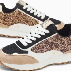 Vanessa Wu Baskets Cassandra Bronze A Paillettes Et Semelle Running Hot