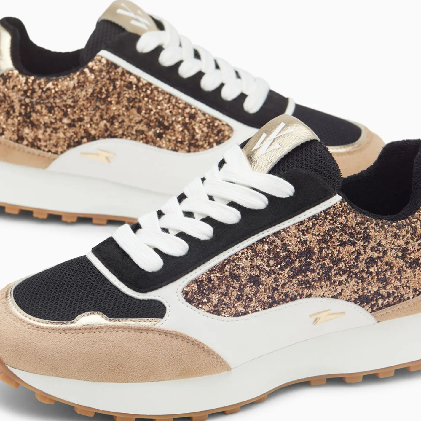Vanessa Wu Baskets Cassandra Bronze A Paillettes Et Semelle Running Hot