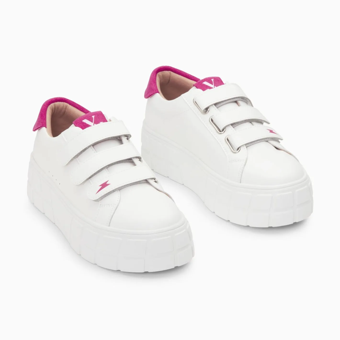 Vanessa Wu Baskets Coraline Blanc Et Fuchsia A Plateforme Hot