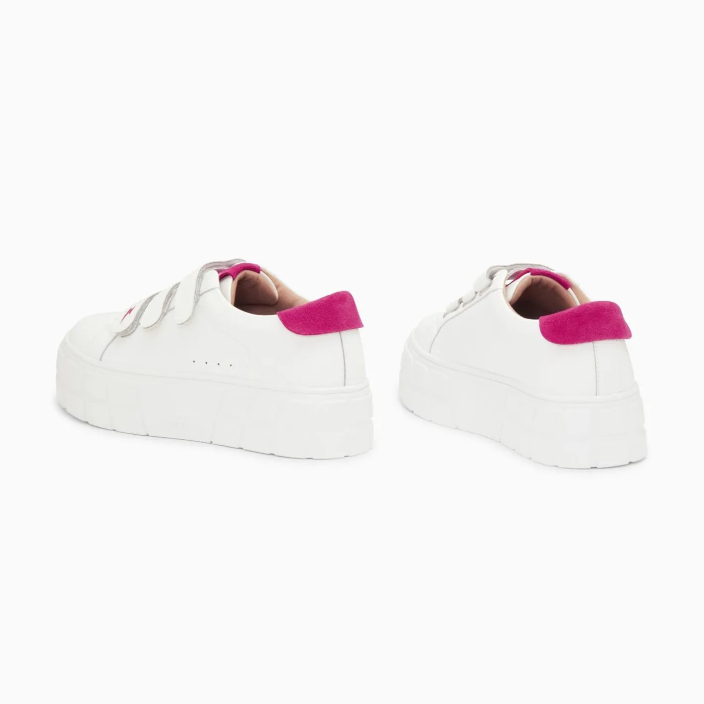 Vanessa Wu Baskets Coraline Blanc Et Fuchsia A Plateforme Hot