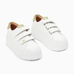 Vanessa Wu Baskets Coraline Blanc Et Vert A Plateforme Sale