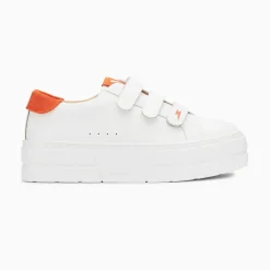 Vanessa Wu Baskets Coraline Blanc Et Orange A Plateforme
