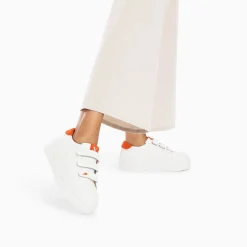 Vanessa Wu Baskets Coraline Blanc Et Orange A Plateforme