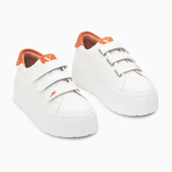 Vanessa Wu Baskets Coraline Blanc Et Orange A Plateforme