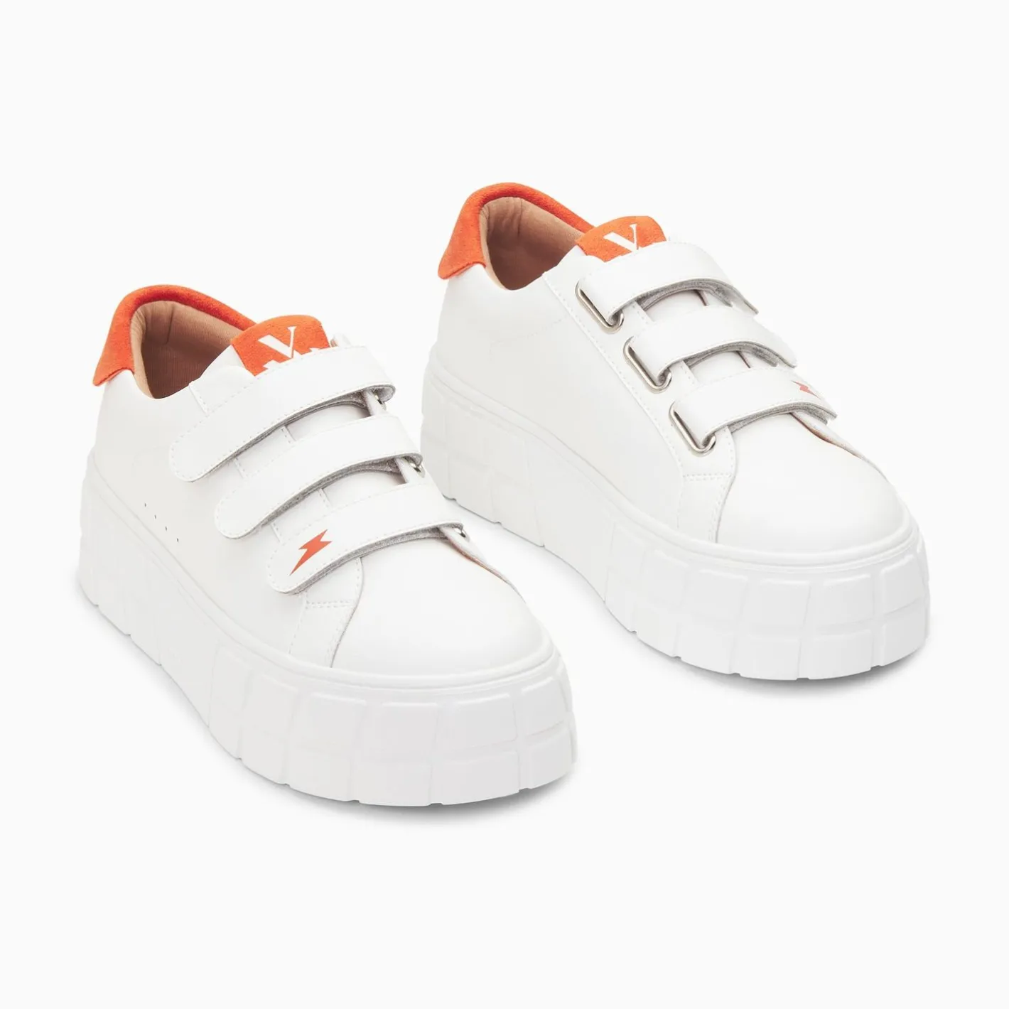 Vanessa Wu Baskets Coraline Blanc Et Orange A Plateforme