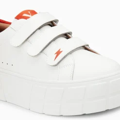 Vanessa Wu Baskets Coraline Blanc Et Orange A Plateforme
