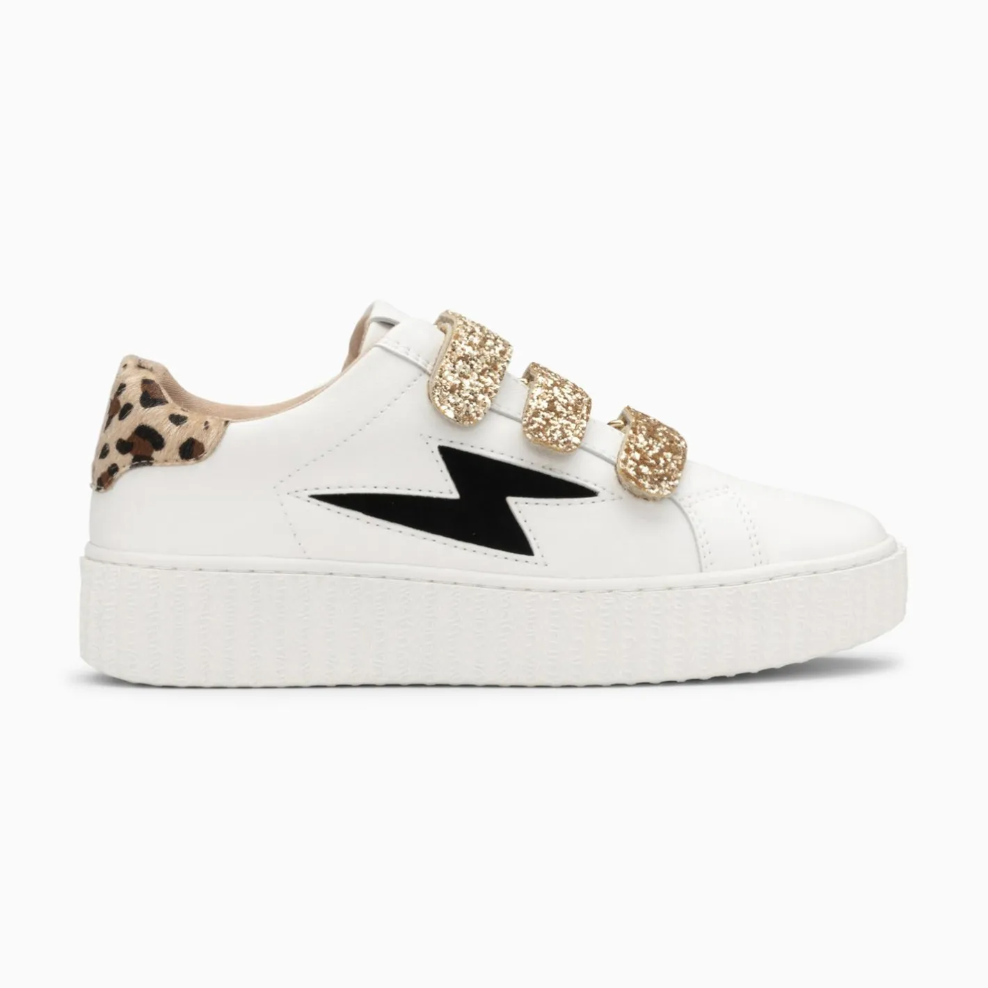 Vanessa Wu Baskets Eclair Angela Blanc Et Zebre A Scratchs Or