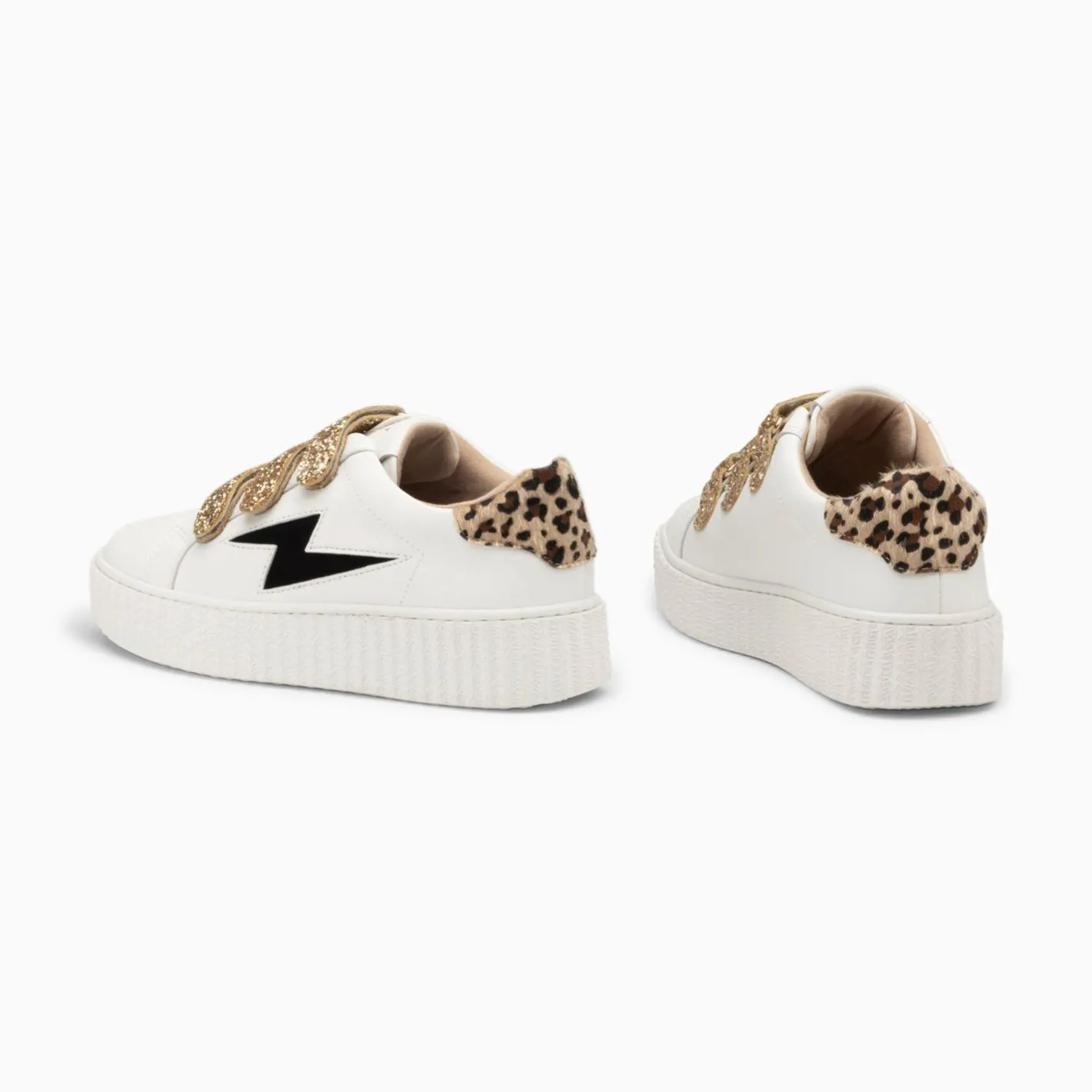 Vanessa Wu Baskets Eclair Angela Blanc Et Zebre A Scratchs Or