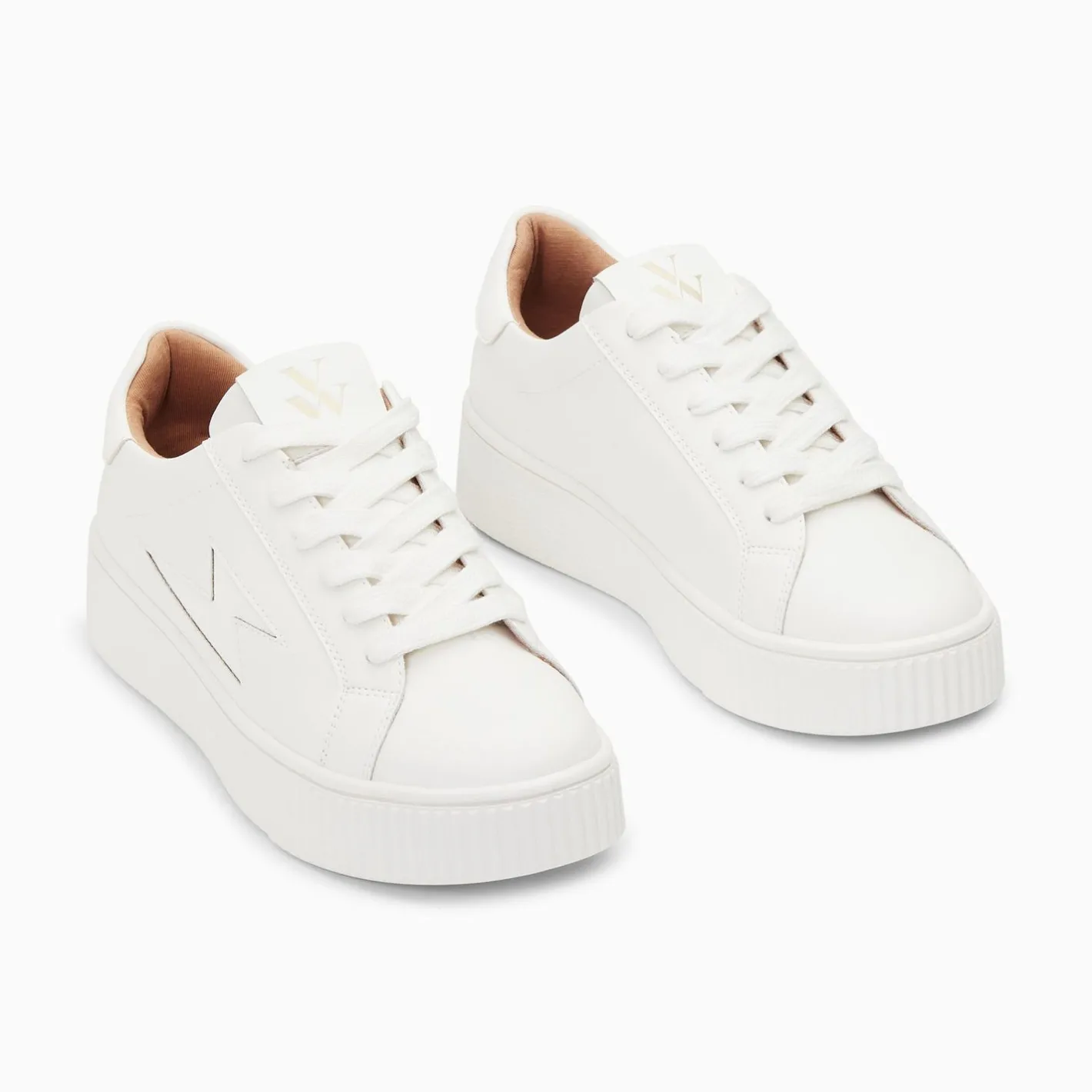Vanessa Wu Baskets Eclair Angie Blanches Monochrome A Lacets Discount