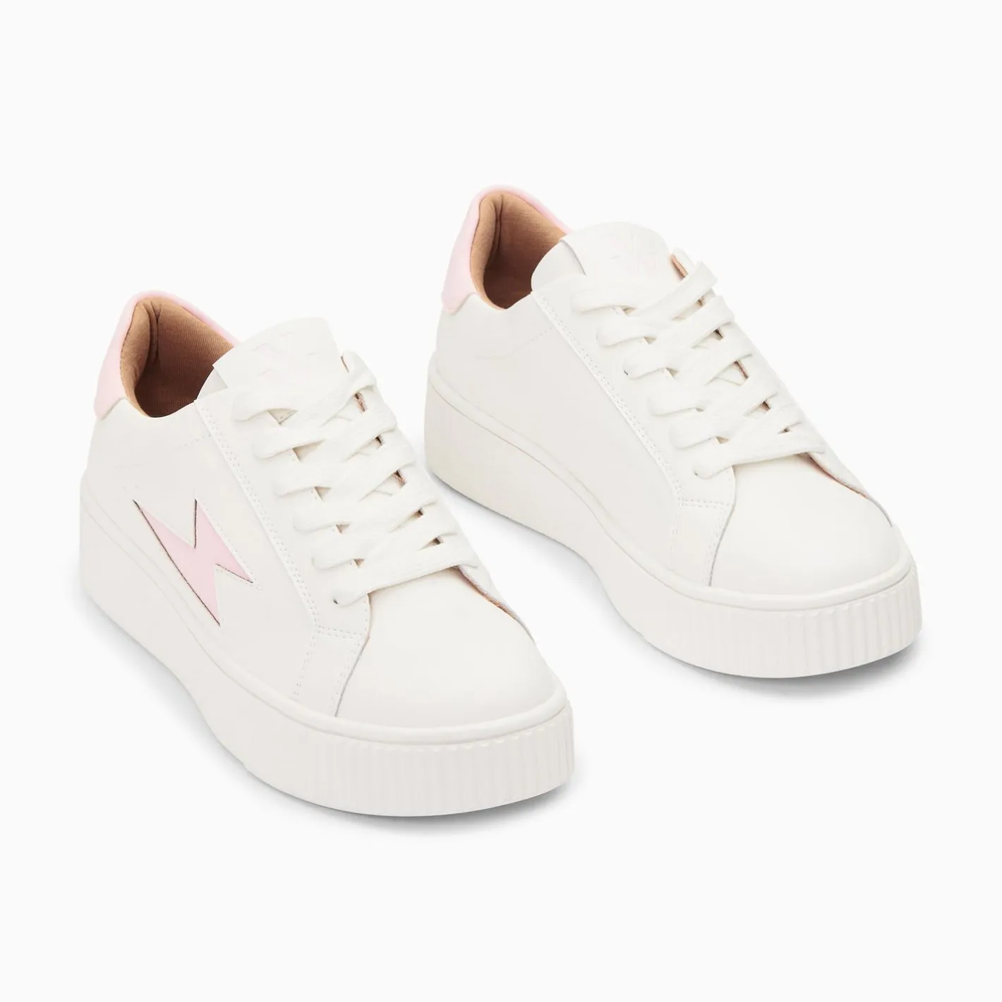 Vanessa Wu Baskets Eclair Angie Blanc Et Rose A Lacets Outlet
