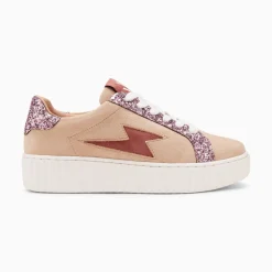 Vanessa Wu Baskets Eclair Appoline Beige Et Rose A Lacets Best