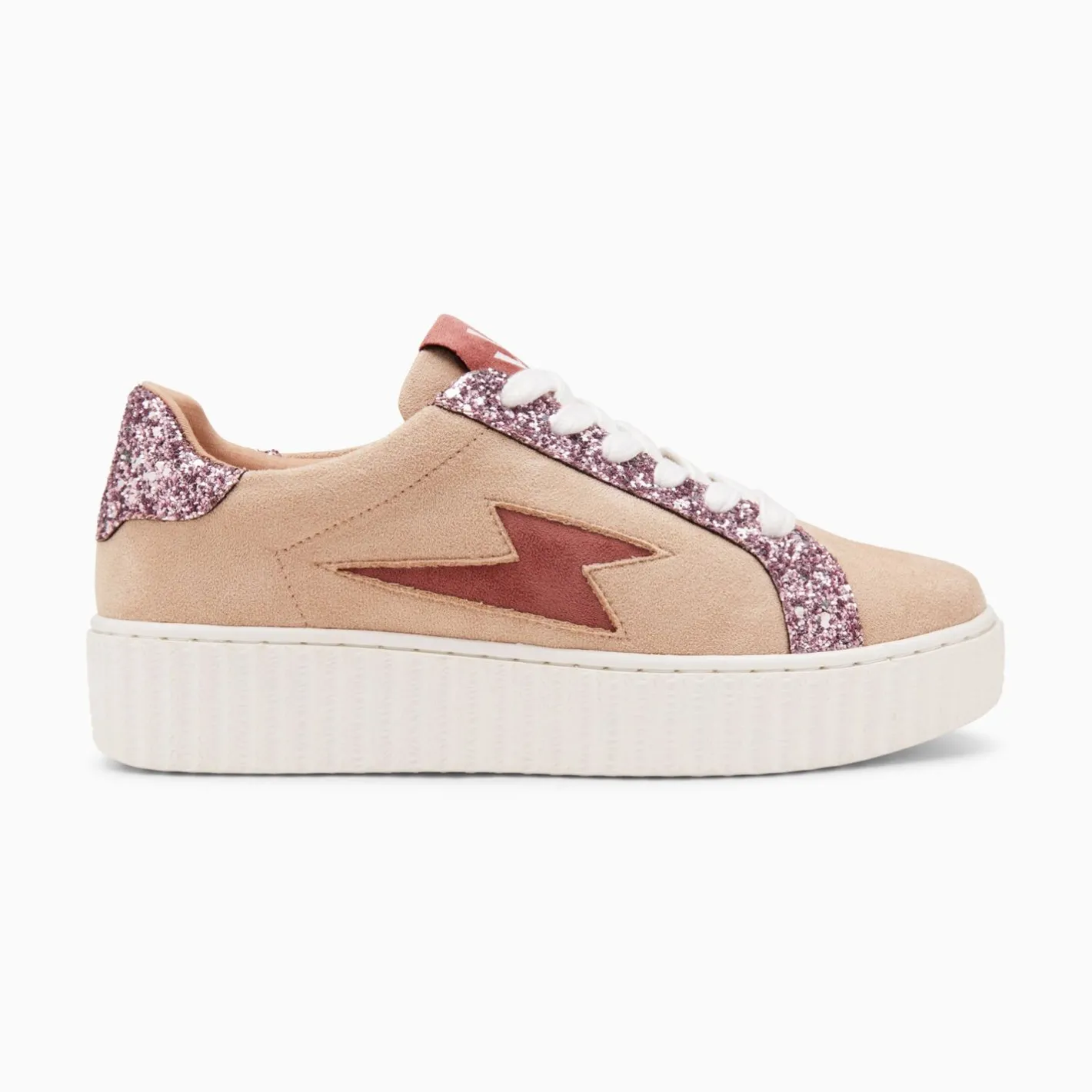 Vanessa Wu Baskets Eclair Appoline Beige Et Rose A Lacets Best