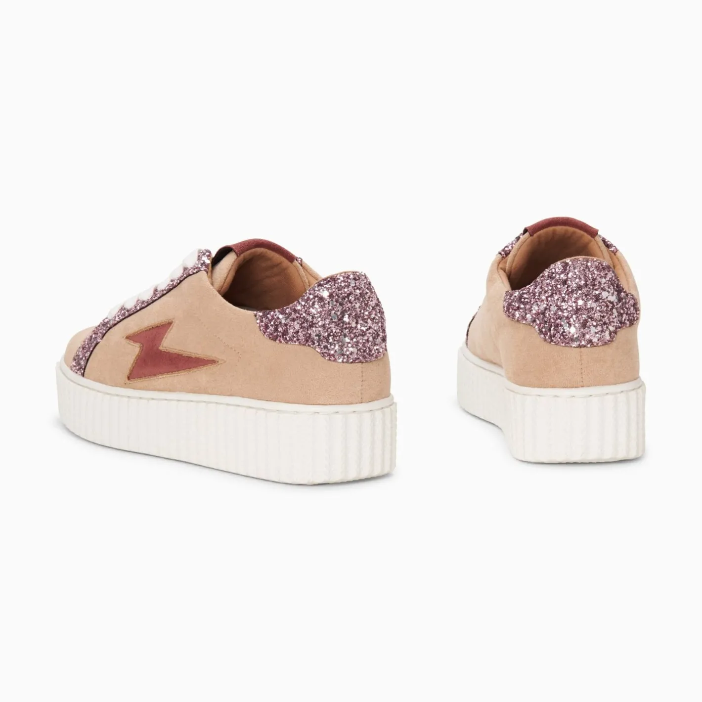 Vanessa Wu Baskets Eclair Appoline Beige Et Rose A Lacets Best
