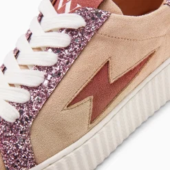 Vanessa Wu Baskets Eclair Appoline Beige Et Rose A Lacets Best