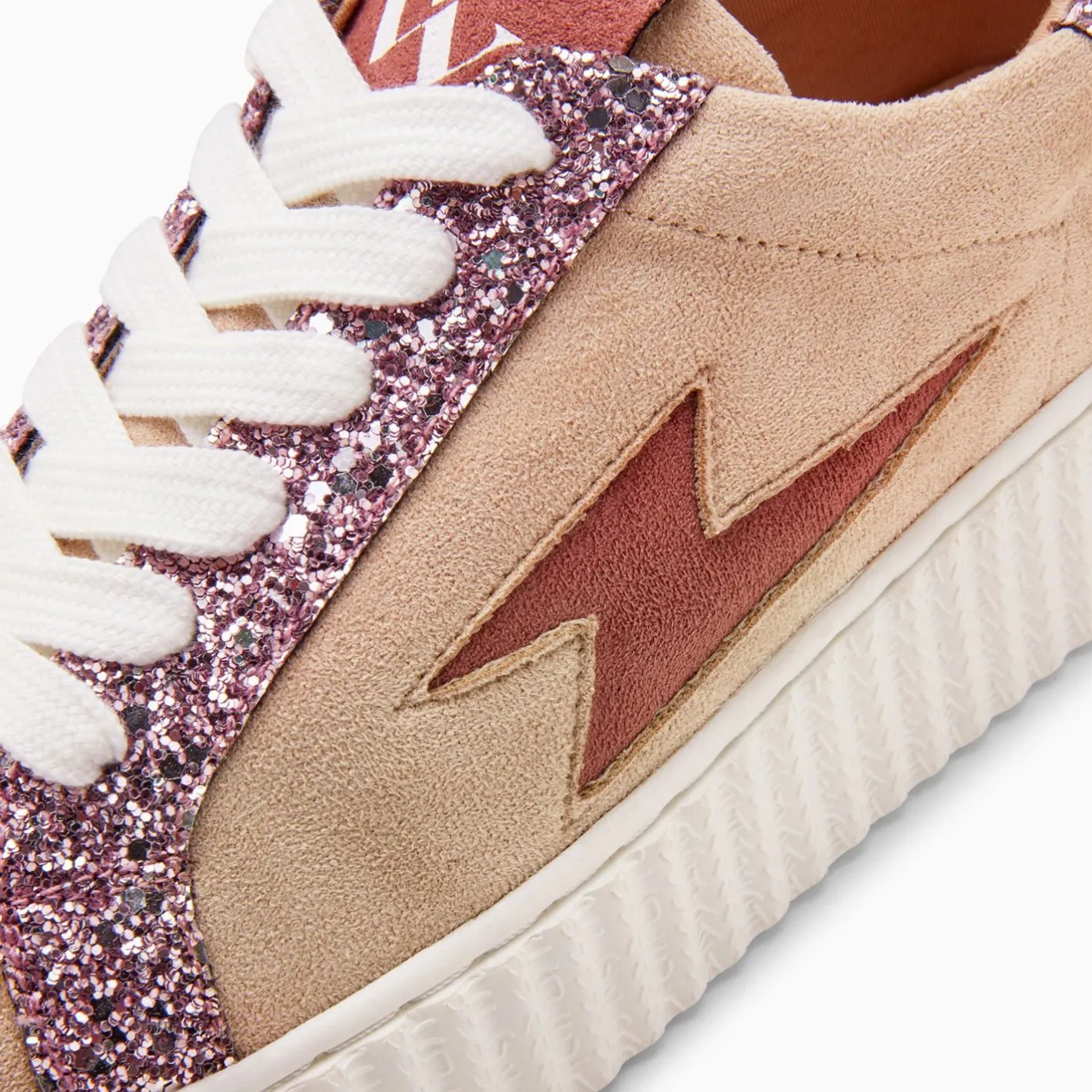 Vanessa Wu Baskets Eclair Appoline Beige Et Rose A Lacets Best