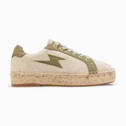 Vanessa Wu Baskets Eclair April Beige Et Kaki A Semelle Espadrille Best