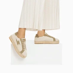 Vanessa Wu Baskets Eclair April Beige Et Kaki A Semelle Espadrille Best