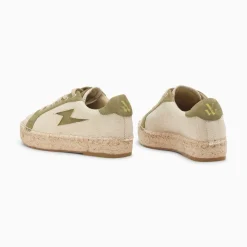 Vanessa Wu Baskets Eclair April Beige Et Kaki A Semelle Espadrille Best