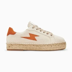 Vanessa Wu Baskets Eclair April Beige Et Orange A Semelle Espadrille Hot