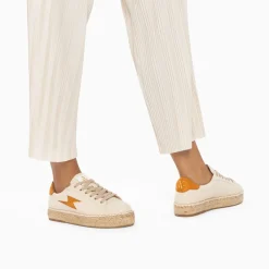 Vanessa Wu Baskets Eclair April Beige Et Orange A Semelle Espadrille Hot