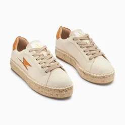 Vanessa Wu Baskets Eclair April Beige Et Orange A Semelle Espadrille Hot